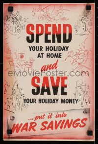 8y0120 SPEND YOUR HOLIDAY AT HOME 10x15 English WWII war poster 1945 people enjoying activities!