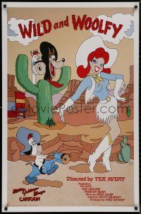 8y1334 WILD & WOOLFY Kilian 1sh R1990 Droopy western cartoon, great artwork of wolf & sexy cowgirl!