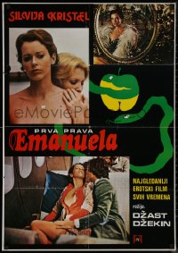 8y0517 EMMANUELLE Yugoslavian 28x39 1974 different images of sexy Sylvia Kristel & cool snake art!