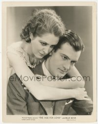 8z0044 AGE FOR LOVE 8x10.25 still 1931 c/u of Billie Dove with her arms around Charles Starrett!