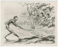 8z0111 BLONDE CAPTIVE 8.25x10 still 1931 Davies art of topless white woman with island natives!