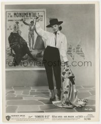8z0114 BOMBERS B-52 candid 8.25x10 still 1957 Natalie Wood in great costume by bullfighting poster!