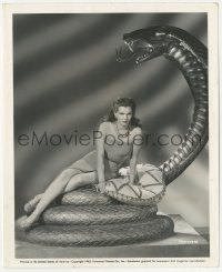 8z0169 COBRA WOMAN 8.25x10 still 1944 full-length super sexy Maria Montez on giant snake statue!
