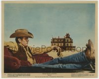 8z0007 GIANT color 8x10 still #4 1956 classic image of James Dean sitting in car in front of Reata!