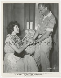 8z0302 I MARRIED A MONSTER FROM OUTER SPACE candid 8x10 still 1958 Gloria Talbott & director w/alien!