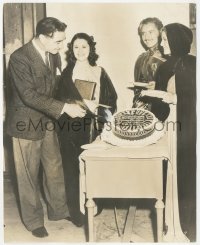 8z0306 IF I WERE KING candid 7.75x9.5 still 1938 Ronald Colman & director with anniversary cake!