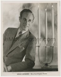 8z0362 LESLIE HOWARD 8x10.25 still 1930s great smiling portrait of the leading man by candelabra!