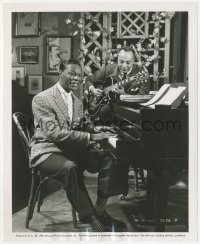 8z0436 NAT KING COLE MUSICAL STORY 8.25x10 still 1955 playing piano with guitarist John Collins!