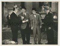 8z0458 PACK UP YOUR TROUBLES 7.75x10 still 1932 Stan Laurel & Oliver Hardy with man w/ strange hat!
