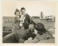 8z0562 TEST PILOT 8x10.25 still 1938 Clark Gable, sexy Myrna Loy & Samuel S. Hinds on airfield!