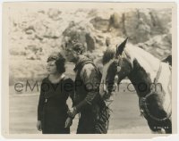 8z0614 WILLIAM S. HART 8x10 still 1920 close up with Mary Thurman & his horse by river in Sand!