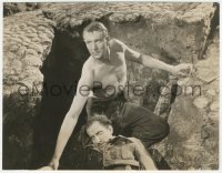 8z0134 CAPTIVE HEART English 7x9 still 1946 c/u of barechested Michael Redgrave with fallen comrade!