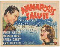 8z0701 ANNAPOLIS SALUTE TC 1937 James Ellison smiling at Marsha Hunt + Navy cadets marching!