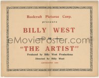 8z0704 ARTIST TC 1920 Billy West, a true title card, ultra rare!