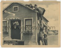 8z0906 BACK TO EARTH LC 1923 wacky image of Jack Earle & Billy Engle climbing on roof, ultra rare!