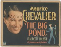 8z0718 BIG POND TC 1930 great headshot of smiling Maurice Chevalier + art of him dancing, rare!