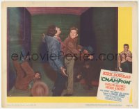 8z0960 CHAMPION LC #5 1949 angry future boxing champion Kirk Douglas punches drifters in boxcar!
