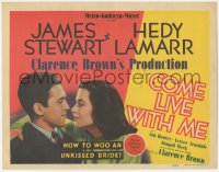8z0728 COME LIVE WITH ME TC 1941 sexy Hedy Lamarr & James Stewart, how to woo an unkissed bride!