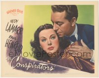8z0971 CONSPIRATORS LC 1944 best romantic close up of Paul Henreid & beautiful Hedy Lamarr!