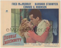 8z1016 DOUBLE INDEMNITY LC #4 1944 Billy Wilder, c/u Fred MacMurray about to kiss Barbara Stanwyck!
