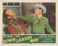 8z1017 DOWN LAREDO WAY LC 1953 close up of cowboy hero Rex Allen punching bad guy!