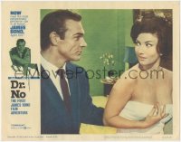 8z0689 DR. NO LC #3 1963 Sean Connery as James Bond stares at sexy Zena Marshall wearing only towel!