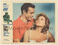 8z0685 DR. NO LC #4 1962 best c/u of Sean Connery as James Bond smiling at sexy Ursula Andress!