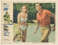 8z0686 DR. NO LC #5 1962 Sean Connery as James Bond on beach with sexy Ursula Andress in bikini!