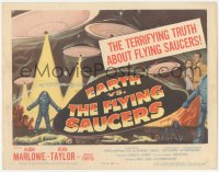 8z0743 EARTH VS. THE FLYING SAUCERS TC 1956 Harryhausen sci-fi classic, cool art of UFOs & aliens!