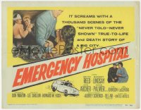 8z0745 EMERGENCY HOSPITAL TC 1956 Margaret Lindsay, Walter Reed, death story of a big city!