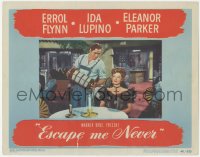 8z1023 ESCAPE ME NEVER LC #3 1948 c/u of Errol Flynn playing accordion by pretty Eleanor Parker!