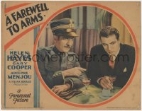 8z0674 FAREWELL TO ARMS LC 1932 young Gary Cooper & uniformed Adolphe Menjou having a drink, rare!