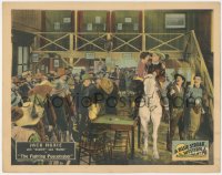 8z1030 FIGHTING PEACEMAKER LC 1926 crowd is saloon stares at Jack Hoxie & Lola Todd on horse, rare!