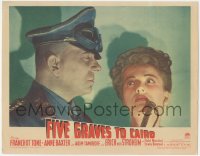 8z1038 FIVE GRAVES TO CAIRO LC #7 1943 best close up of Erich von Stroheim with scared Anne Baxter!
