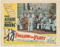 8z1048 FOLLOW THE FLEET LC #5 R1953 great image of sailor Fred Astaire performing with Navy band!