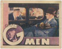 8z1055 G-MEN LC 1935 MacLane stares at smiling James Cagney with tommy gun in the back of car, rare!
