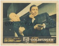 8z0682 GOLDFINGER LC #5 1964 c/u of Sean Connery as James Bond wrestling gun from Gert Frobe!
