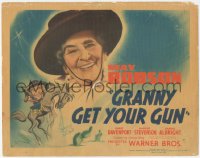 8z0755 GRANNY GET YOUR GUN TC 1940 smiling portrait of May Robson & cartoon art of her on horse!