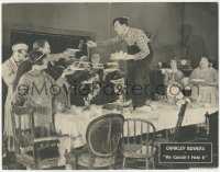 8z1080 HE COULDN'T HELP IT LC 1927 Charley Bowers standing on table serving food to everyone, rare!