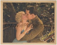 8z1085 HELL'S ANGELS LC R1937 sexy barely-dressed Jean Harlow kissing James Hall, Howard Hughes