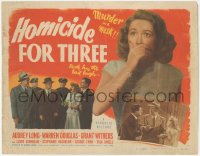 8z0765 HOMICIDE FOR THREE TC 1948 Audrey Long, circus murder in a mask, death has the last laugh!
