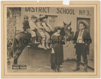 8z1115 HORSE TEARS LC 1922 four children riding on Queenie the Horse outside school, ultra rare!