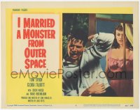 8z1120 I MARRIED A MONSTER FROM OUTER SPACE LC #6 1958 Gloria Talbott watches Tom Tryon from window!