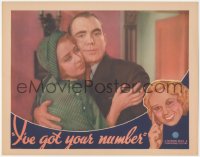 8z1124 I'VE GOT YOUR NUMBER LC 1934 romantic c/u of Joan Blondell & telephone repairman Pat O'Brien!