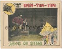 8z1141 JAWS OF STEEL LC 1927 Rin Tin Tin in basket startles Jason Robards with gun & little girl!
