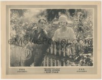 8z1145 JUST PALS LC 1920 Buck Jones flirts with pretty Helen Ferguson by fence, very rare!