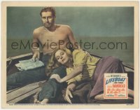 8z0648 LIFEBOAT LC 1943 Alfred Hitchcock, close up of exhausted Tallulah Bankhead & John Hodiak!