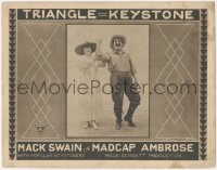 8z0791 MADCAP AMBROSE TC 1916 great image of Mai Wells feeling Mack Swain's big muscle, ultra rare!