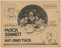 8z0810 NIP & TUCK TC 1923 Billy Bevan between two pretty women, great border art, Mack Sennett!