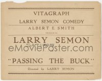8z0817 PASSING THE BUCK TC 1919 Vitagraph Larry Semon Comedy, a true title card, ultra rare!